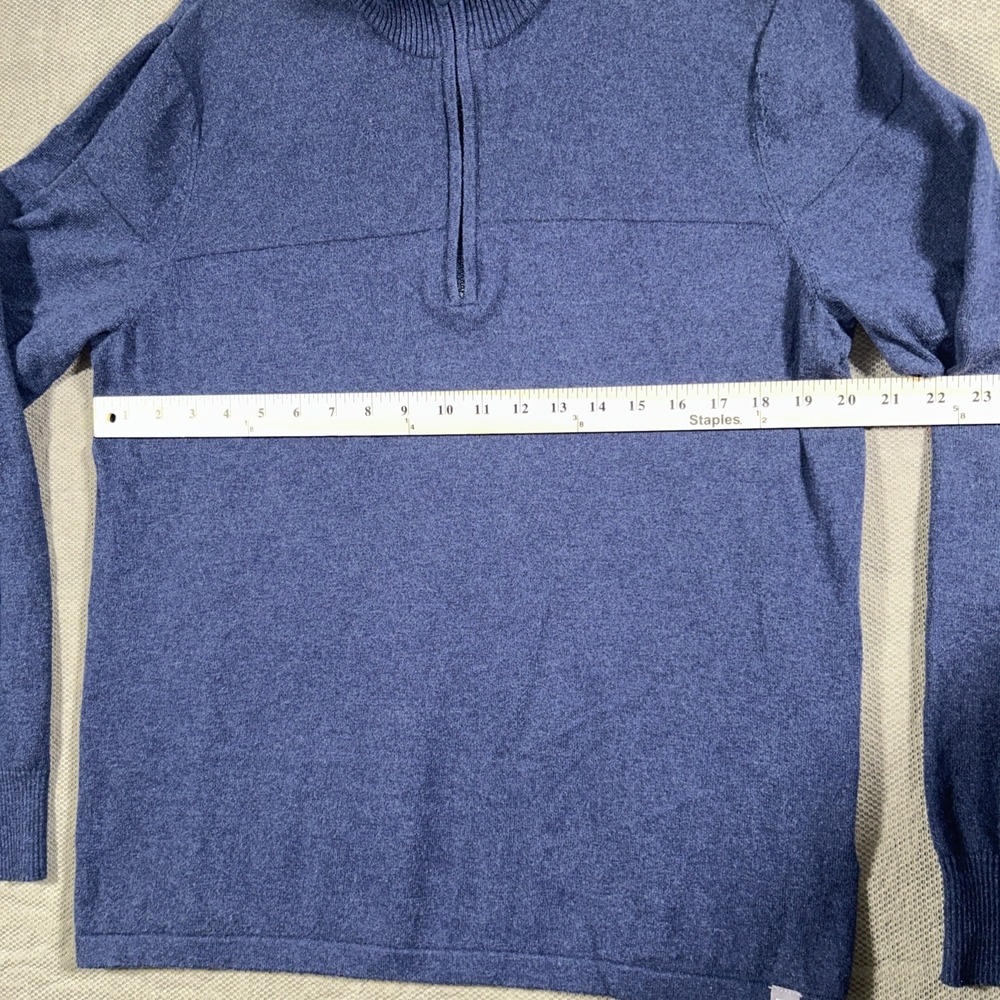 The North Face Mt Tam 1/4 Zip Sweater Navy Blue Wool Cotton Mens Large Pullover - Picture 7 of 13
